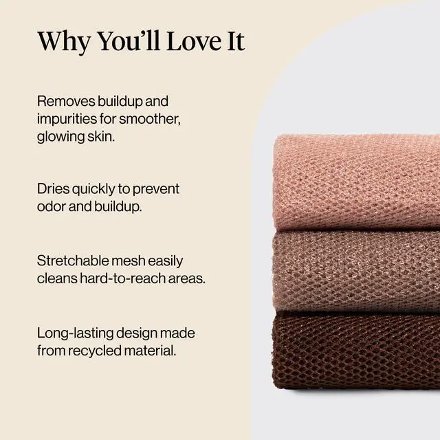 Alt view image 4 of 7 - Kitsch African Net Sponge Exfoliating Body Scrubber for Cleansing & Gentle Daily Exfoliation Stretchable Bath Sponge for Hard-to-Reach Areas, Long-Lasting Shower Essential - Rosewood, 3 Pcs