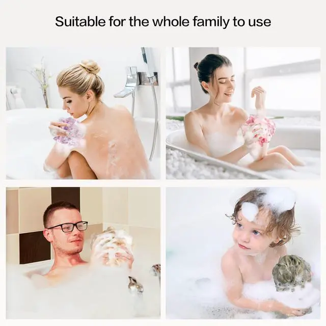 Alt view image 6 of 7 - Fishent Loofah Bath Sponge Shower Loofahs, 4 Pack 50g Soft Loofa Exfoliating Body Scrubber Mesh Shower Puff Pouf Ball Luffa for Men and Women(50g/pcs)