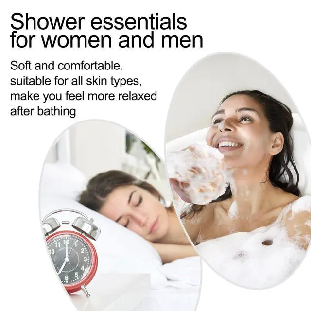 Alt view image 7 of 7 - Fishent Loofah Bath Sponge Shower Loofahs, 4 Pack 50g Soft Loofa Exfoliating Body Scrubber Mesh Shower Puff Pouf Ball Luffa for Men and Women(50g/pcs)