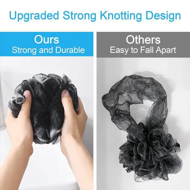 Alt view image 4 of 7 - AmazerBath Loofah Sponge 75g/Piece, Loofah for Men Body Scrubber - Bath Sponge Loofa Set of 4 Black (Large)