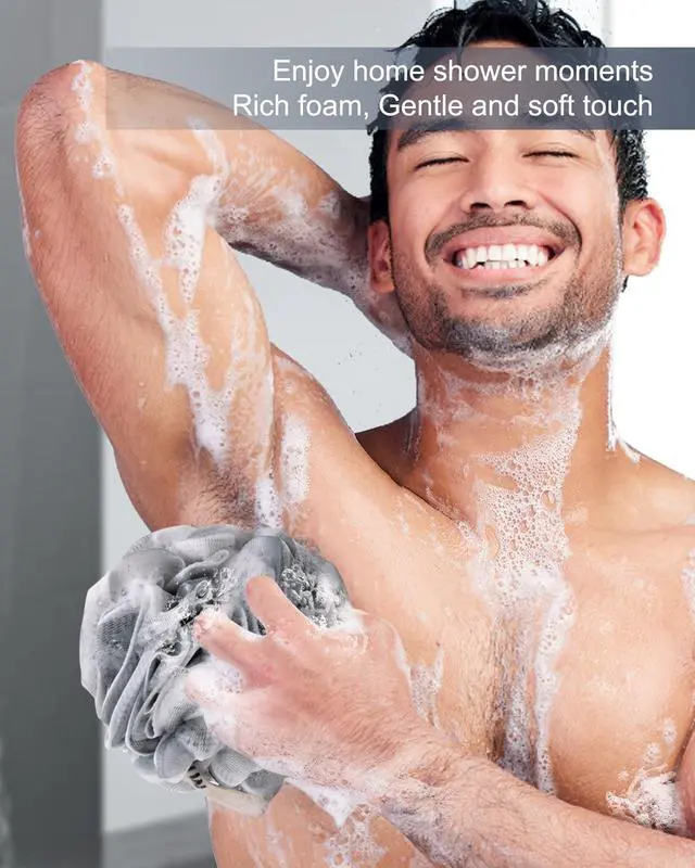 Alt view image 5 of 7 - MTDLYICE Loofah Sponge, XXL Large Loofah 100g 4 Pack, Bath Sponge Soft Mesh Shower Loofah for Men, Body Scrub, Shower Pouf Bath Accessories, for Body Wash, Soap (Blue Gray)