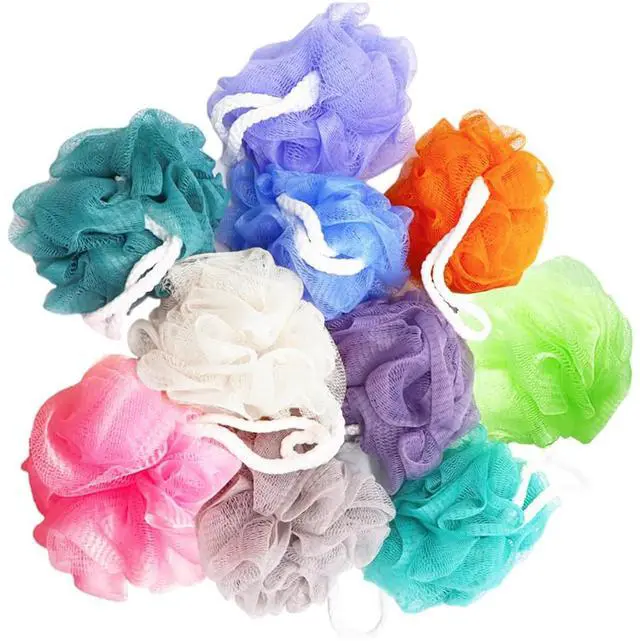 Main image of 10 Pack of Bath Loofah Shower,Small Size Sponge Pouf Body Scrubber Exfoliator Scrubber Ball,Mesh Bath and Shower Sponge for Kids Women Men Body Wash Bathroom