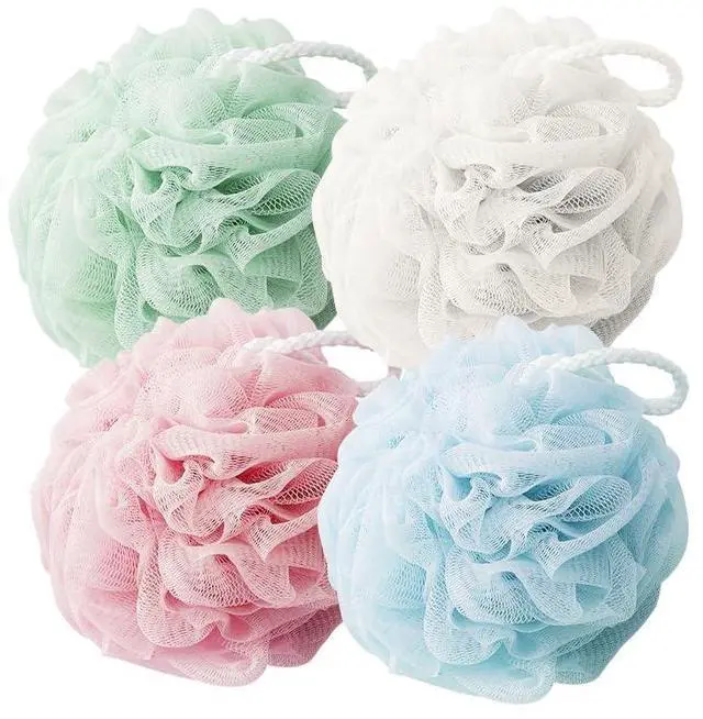 Main image of Shower Loofah Sponge for Men Women Loofah Exfoliating Body Scrubber 4 Color Mesh Shower Pouf Balls for Body Wash