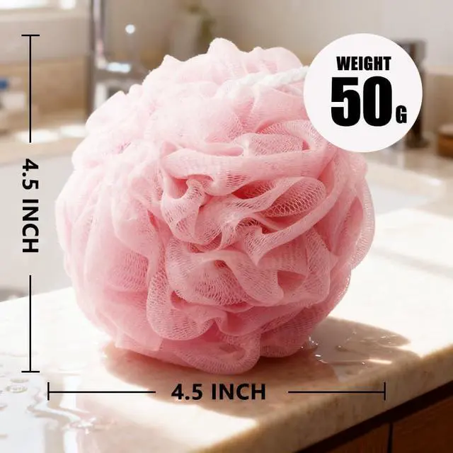 Alt view image 2 of 6 - Shower Loofah Sponge for Men Women Loofah Exfoliating Body Scrubber 4 Color Mesh Shower Pouf Balls for Body Wash