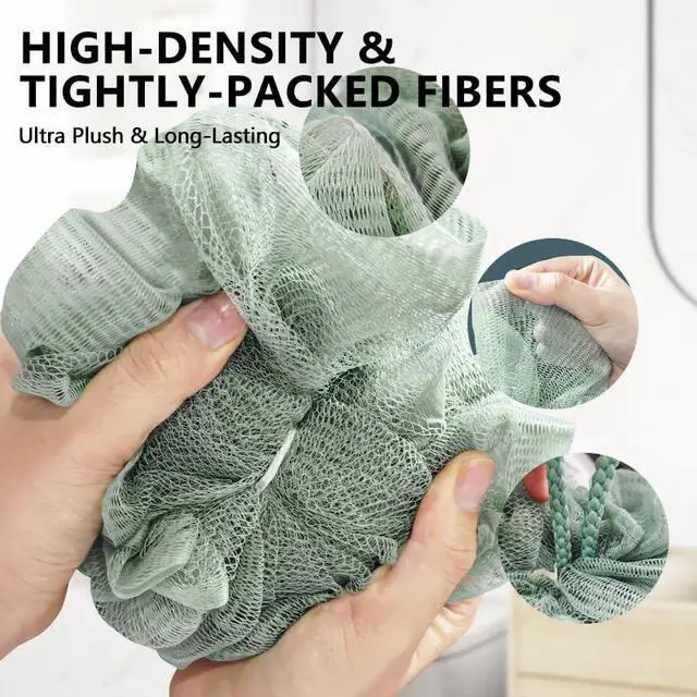 Alt view image 4 of 6 - Shower Loofah Sponge for Men Women Loofah Exfoliating Body Scrubber 4 Color Mesh Shower Pouf Balls for Body Wash