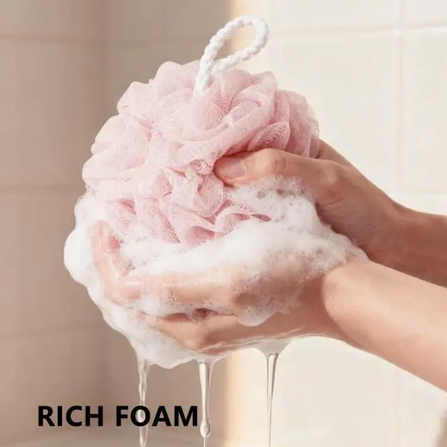Alt view image 5 of 6 - Shower Loofah Sponge for Men Women Loofah Exfoliating Body Scrubber 4 Color Mesh Shower Pouf Balls for Body Wash