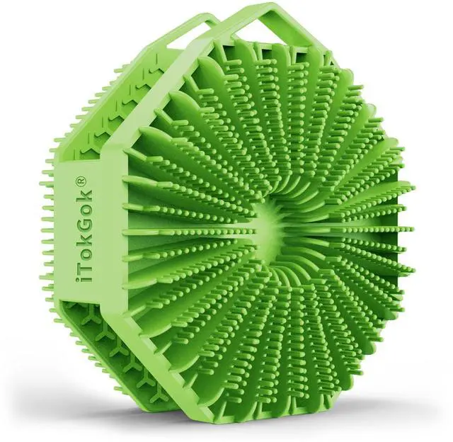Main image of iTokGoK® Premium Silver-Infused Double-Sided Design 2-in-1 Silicone Body Scrubber for Men,Body Buffer Scrubber for Sensitive Skin, Ergonomic No-Slip Handle, Long-Lasting & Easy to Clean - Green