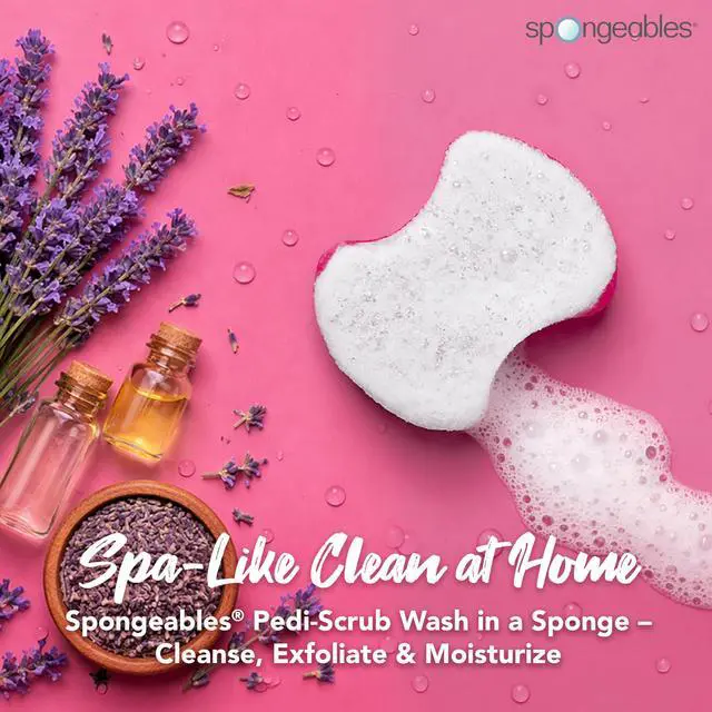 Alt view image 2 of 6 - Spongeables Pedi Scrub Foot Exfoliating 20+ Wash Sponge, Lavender, 1 Count