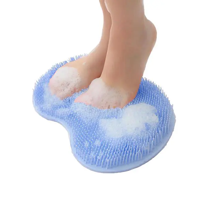 Main image of Shower Foot and Back Scrubber Mat,Wall Mounted Shower Foot Scrubber with Suction Cups,Exfoliating Silicone Massage Foot Cleaner for Shower(Blue)