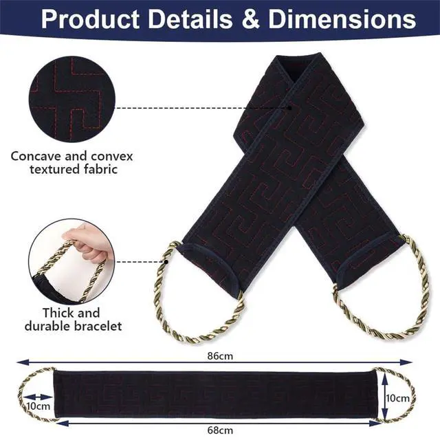 Alt view image 2 of 7 - Exfoliating Back Scrubber for Shower, 34 Inches Back Scrubber with Handles, Double Sided Body Exfoliator Bath Tool, Exfoliating Washcloth to Scrub Your Body Deeply for Men & Women (Black)