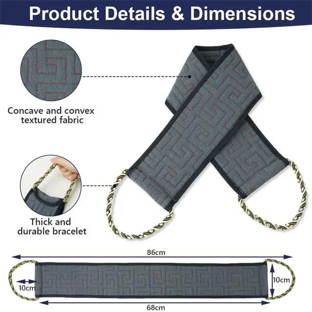 Alt view image 2 of 7 - Exfoliating Back Scrubber for Shower, 34 Inches Back Scrubber with Handles, Double Sided Body Exfoliator Bath Tool, Exfoliating Washcloth to Scrub Your Body Deeply for Men & Women (Gray)