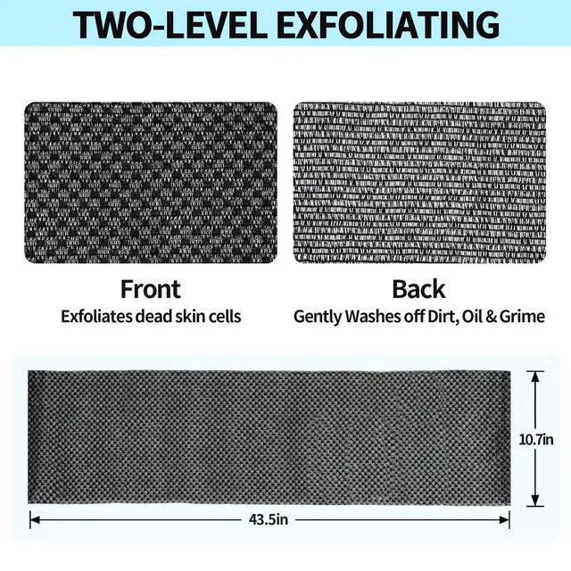 Alt view image 3 of 7 - Adanluxe Exfoliating Washcloth Shower Towels, Premium Japanese Exfoliating Body Scrubber, Upgraded Loofah Sponge Rich in Silver Ion and Carbon Fiber, Face & Body Scrub Exfoliator with 2 Levels, Longer