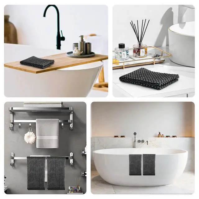 Alt view image 7 of 7 - Adanluxe Exfoliating Washcloth Shower Towels, Premium Japanese Exfoliating Body Scrubber, Upgraded Loofah Sponge Rich in Silver Ion and Carbon Fiber, Face & Body Scrub Exfoliator with 2 Levels, Longer