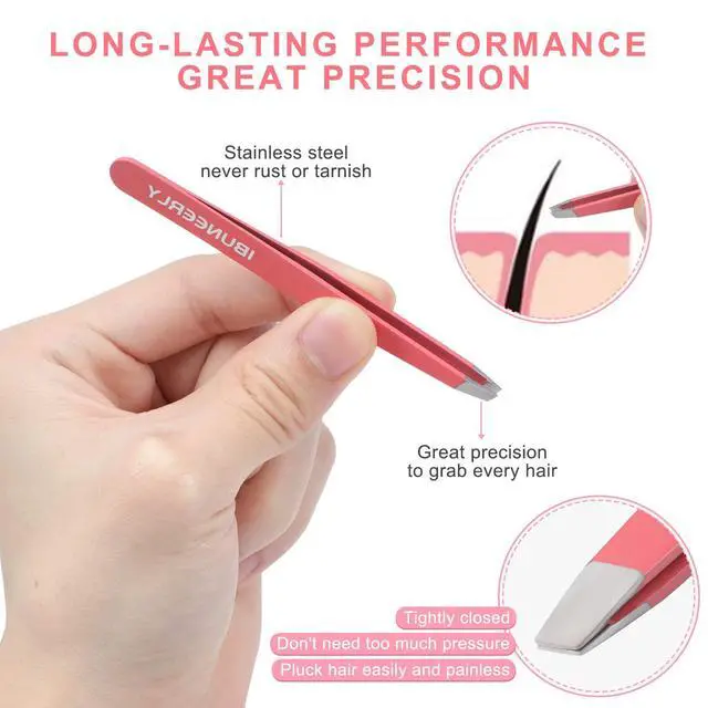 Alt view image 2 of 7 - iBuneerly Eyebrows Tweezers Set, 4Pcs Stainless Steel Tweezers for Women with Travel Case, Great Precision for Ingrown Hair, Facial Hair and Splinter Removal