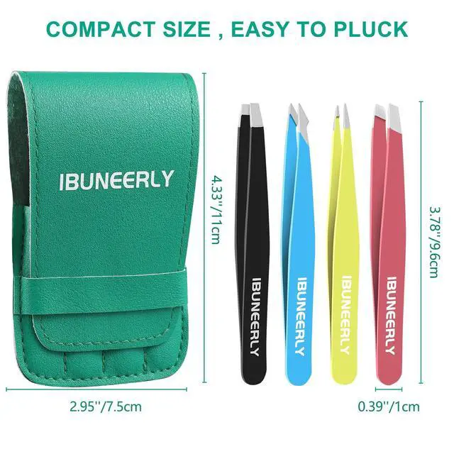 Alt view image 4 of 7 - iBuneerly Eyebrows Tweezers Set, 4Pcs Stainless Steel Tweezers for Women with Travel Case, Great Precision for Ingrown Hair, Facial Hair and Splinter Removal