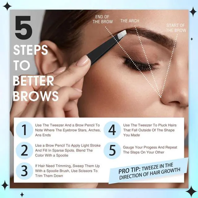 Alt view image 6 of 7 - Mudder 6 Pcs Eyebrow Tweezers Set for Facial Hair Stainless Steel Slanted Tip Tweezers in Bulk for Men and Women (Black)