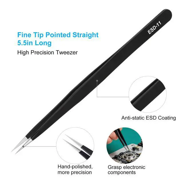 Alt view image 3 of 7 - 3PCS Precision Tweezers Set, Upgraded ESD high-end anti-static for Craft, Electronics, Soldering, Laboratory Work, Soldering, Model, Eyelash Extensions, Nail stickers, Jewelry-Making