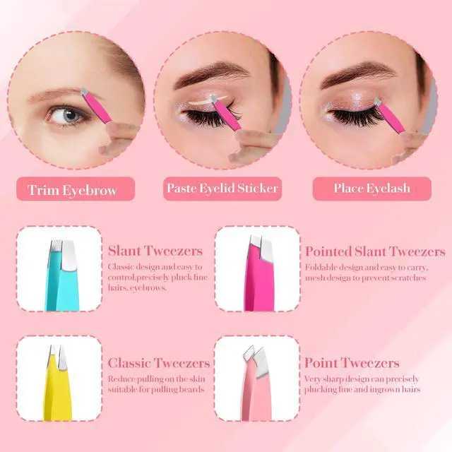 Alt view image 3 of 7 - 4Pcs Mini Tweezers for Women Facial Hair Eyebrows, Small Precision Tweezers Hair Eyebrow Tweezer for Women Men Facial Hairs Plucking Removal