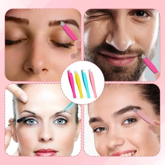 Alt view image 7 of 7 - 4Pcs Mini Tweezers for Women Facial Hair Eyebrows, Small Precision Tweezers Hair Eyebrow Tweezer for Women Men Facial Hairs Plucking Removal
