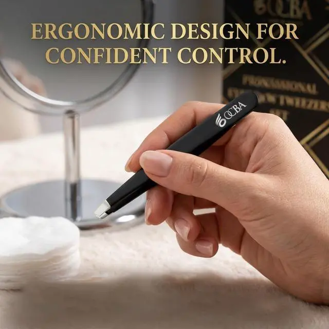 Alt view image 5 of 7 - 4 Pcs Tweezers for Facial Hair Women & Men for Precise Grooming of Eyebrows - Professional Stainless Steel Black Color Coated Eyebrow Tweezers for Ingrown Hair on Nose Ear