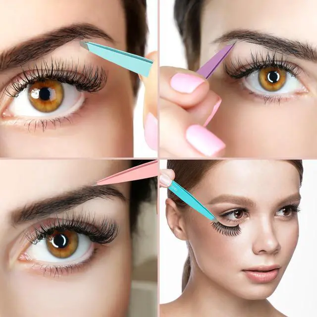 Alt view image 4 of 7 - SWEET VIEW 7pcs Eyebrow Tweezers Kit for Women Precision Plucker with Brow Scissors & Razor & Spoolie for Facial, Chin, Brow, Splinter and Ingrown Hair