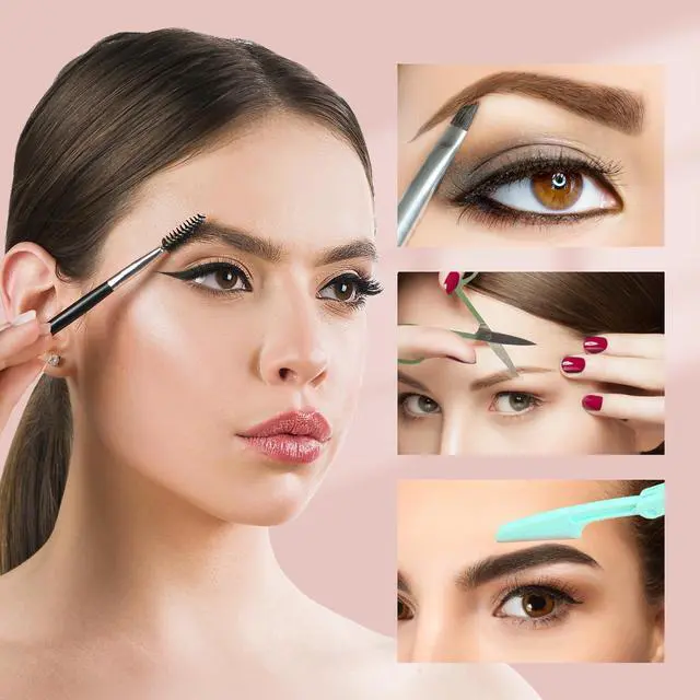 Alt view image 6 of 7 - SWEET VIEW 7pcs Eyebrow Tweezers Kit for Women Precision Plucker with Brow Scissors & Razor & Spoolie for Facial, Chin, Brow, Splinter and Ingrown Hair