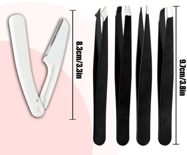 Alt view image 2 of 6 - Tweezers for Women Facial Hair Eyebrow Kit Tweezer Set Black