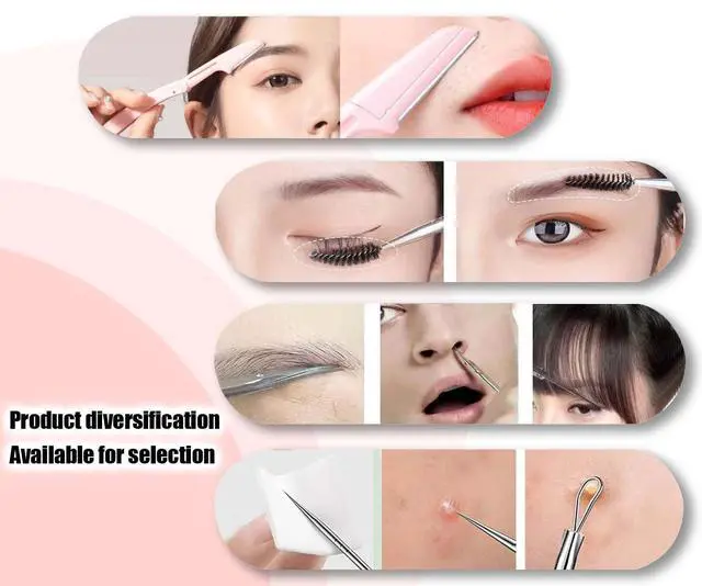 Alt view image 5 of 6 - Tweezers for Women Facial Hair Eyebrow Kit Tweezer Set Black