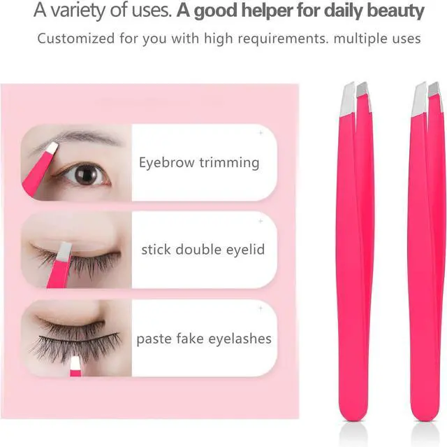 Alt view image 3 of 7 - Derlaier Tweezers Set Professional High Precision Stainless Steel Eyebrow Remover Ingrown Hair & Splinter Removal Kit Facial Hair Grooming Tools for Men Women Pink 4 Pcs