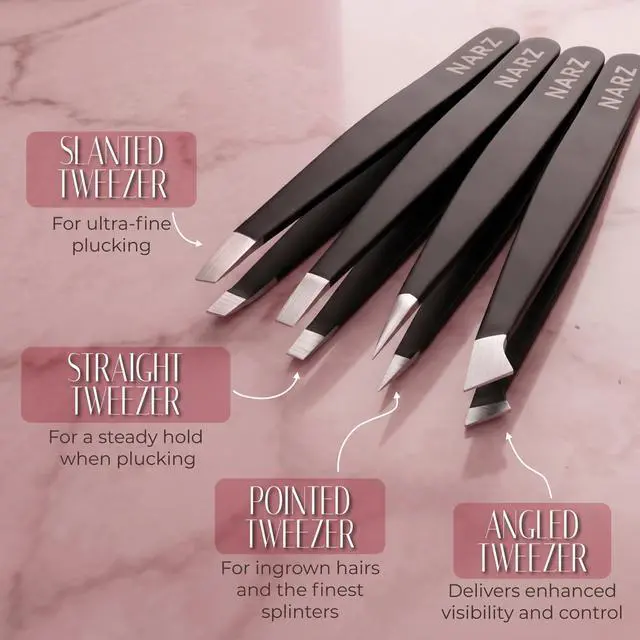 Alt view image 5 of 7 - 4Pcs Professional Tweezers for Women Facial Hair Stainless Steel Precision Tweezers for Ingrown Hair Eyebrow Tweezer for Men & Women (Black Set)