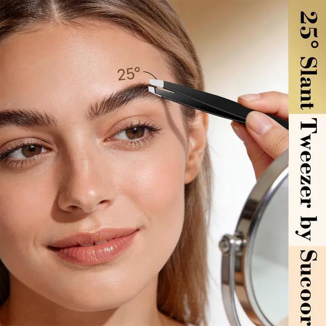 Alt view image 2 of 7 - SUCOOR Tweezers for Women Facial Hair, 4Pcs Professional Beauty Tools Stainless Steel Precision Eyebrow Tweezers for Splinter Blackhead and Ingrown Hair Removal, Black
