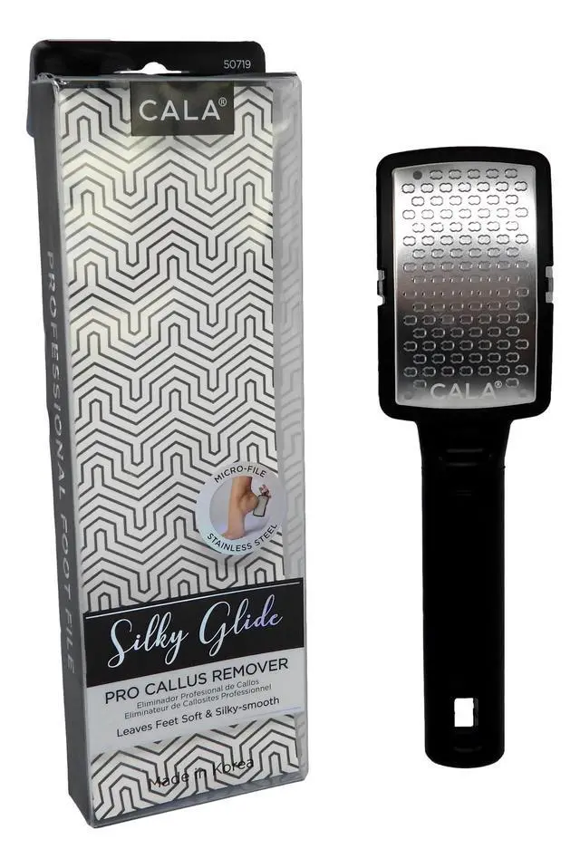 Alt view image 3 of 3 - CALA Silky Glide Pro Callus Remover Foot File (Black), Stainless Steel Micro-File with Wide Surface for Wet or Dry Skin, Soft Grip Handle for Comfort & Control, Reusable Travel Tool