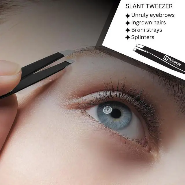 Alt view image 2 of 6 - Macs Tweezers set for Women and men Facial Hair, Ingrown Hair -Best for Eyebrow Hair, Facial Hair Removal - Stainless Steel Precision Sharp- Pointy Ends Meet Perfectly. (3 PCs Black Tweezers Set)