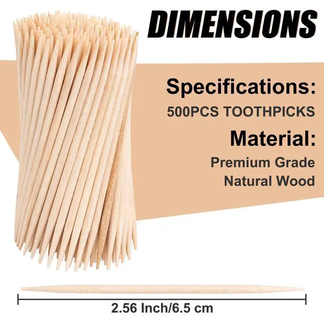 Alt view image 2 of 7 - 500 Count Toothpicks - Wooden Toothpicks Premium Tooth Picks for Appetizer,Olive,Barbecue,Fruit,Cocktail,Teeth Cleaning,Party