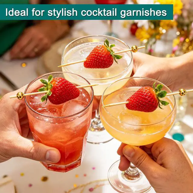 Alt view image 5 of 7 - Cocktail Picks,Toothpicks for Appetizers,100 PCS 4.7 Inch Gold Pearl Cocktail Picks for Party Decorations, Decorative Food Picks Fancy Toothpicks for Appetizers, Appetizer Skewers for Charcuterie