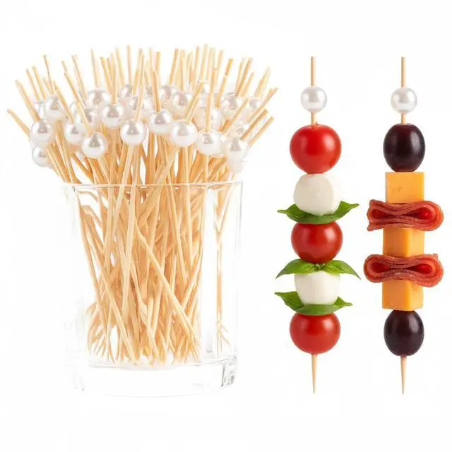 Main image of 200 Pcs Cocktail Picks, 4.7 Inch Toothpicks for Appetizers Long Cocktail Appetizer Skewers White Pearl Decorative Cocktail Sticks for Drinks, Fruit, Charcuterie, Wedding Food Party Fancy Toothpicks