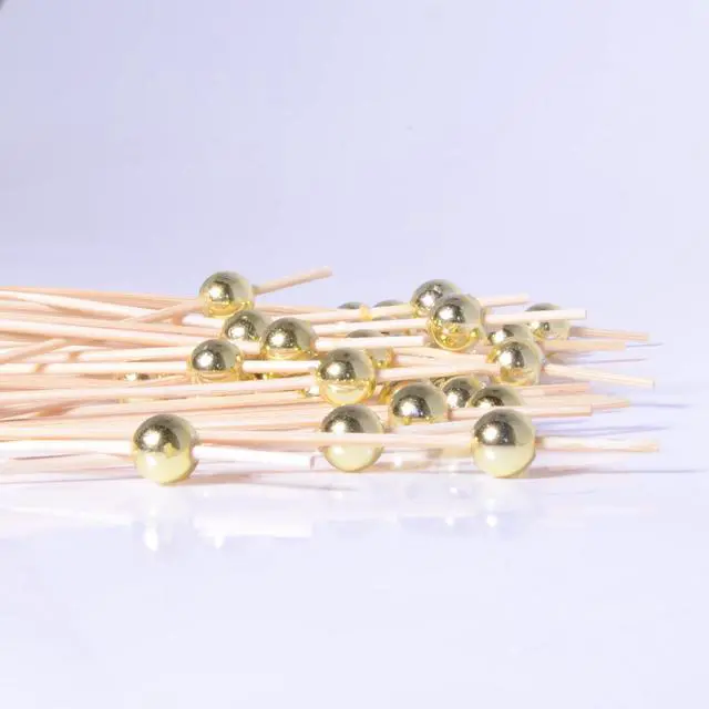 Alt view image 3 of 6 - 100PCS Fancy Toothpicks for Appetizers, Gold Cocktail Picks for Party Decoration, Appetizer Skewers for Charcuterie Sandwich Burgers Fruit - 4.7 inch