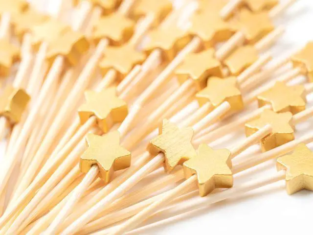 Alt view image 4 of 7 - Cocktail Picks 100 Counts Handmade Sticks Wooden Toothpicks Cocktail Sticks Party Supplies - Matt Gold Star
