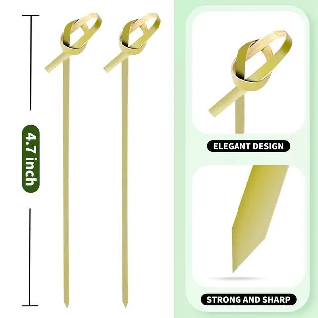 Alt view image 6 of 7 - 200PCS Cocktail Picks Bamboo Skewers for Appetizers, Fancy Toothpicks for Appetizers, 4.7 Inch Long Decorative Knot Bamboo Cocktail Sticks for Party Drinks Food Fruit Charcuterie Boards Accessories