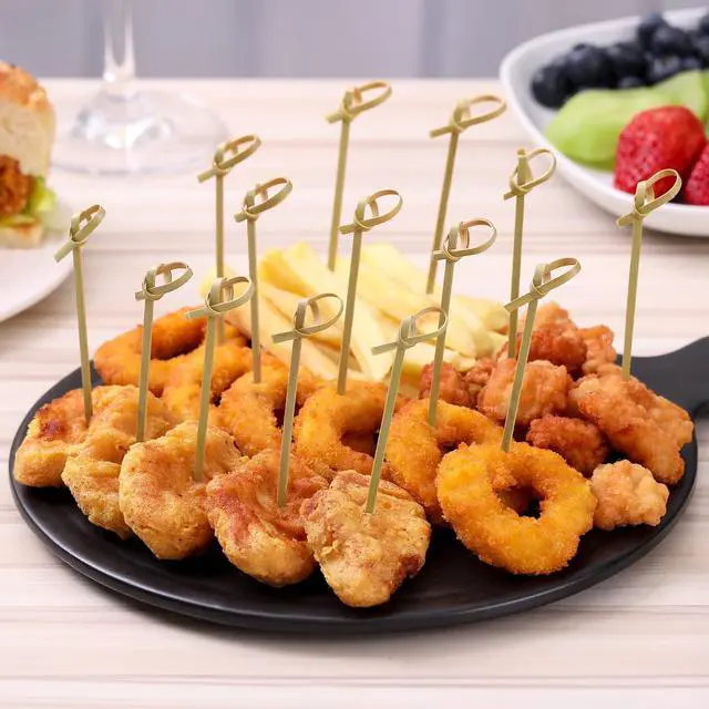 Alt view image 6 of 7 - 200 PCS Cocktail Picks, 4.7 Inch Toothpicks for Appetizers, Natural Bamboo Knot Skewers, Mini Food Sticks, Fancy Tooth Picks for Drinks,Fruit,Charcuterie,Cocktail Garnish Accessories, Party Supplies