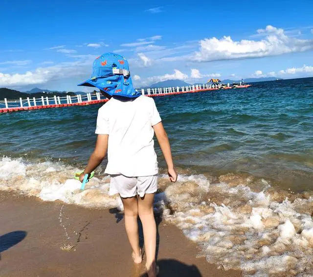 Alt view image 7 of 7 - icolor Kids Sun Hat Toddler Summer Bucket Hat UPF50+ Sun Protection Beach Play Hats Wide Brim Neck Flap & Chin Strap for Ages 3~10 Boy