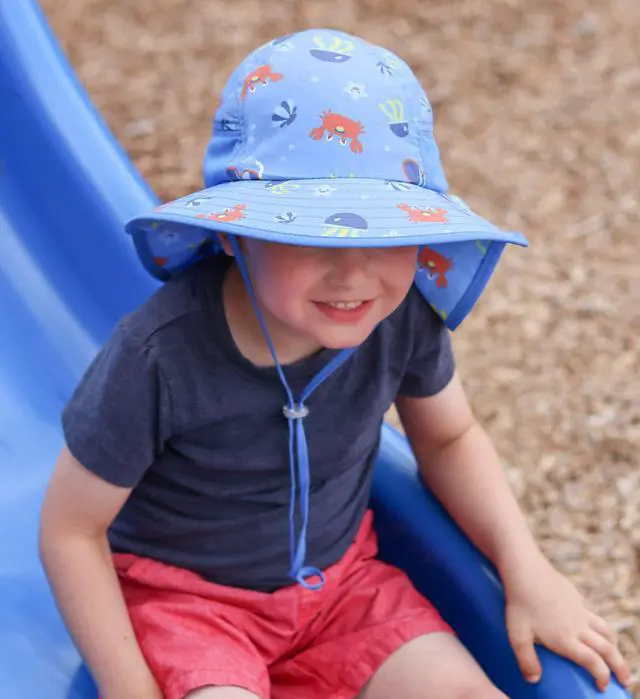 Alt view image 3 of 7 - icolor Kids Sun Hat Toddler Summer Bucket Hat UPF50+ Sun Protection Beach Play Hats Wide Brim Neck Flap & Chin Strap for Ages 3~10 Boy