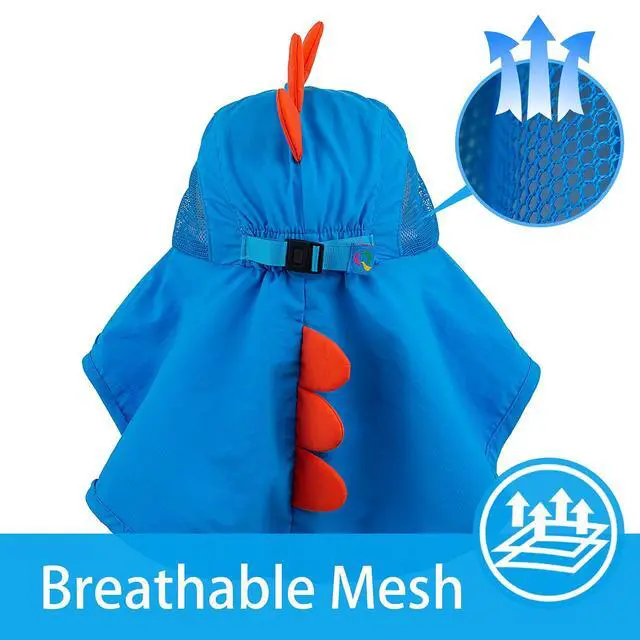 Alt view image 4 of 5 - Kids Sun Hat UPF 50+ Boy Girl Protection Hat Wide Brim Beach Hats with Mesh and Adjustable Chin Strap