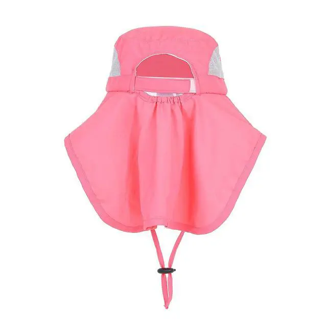 Alt view image 2 of 7 - Aenmt Kids Sun Hats UPF 50+ Sun Protection Hat for Kids with Neck Flap Adjustable Large Brim Beach Fishing Hat for Age 3-12 Red