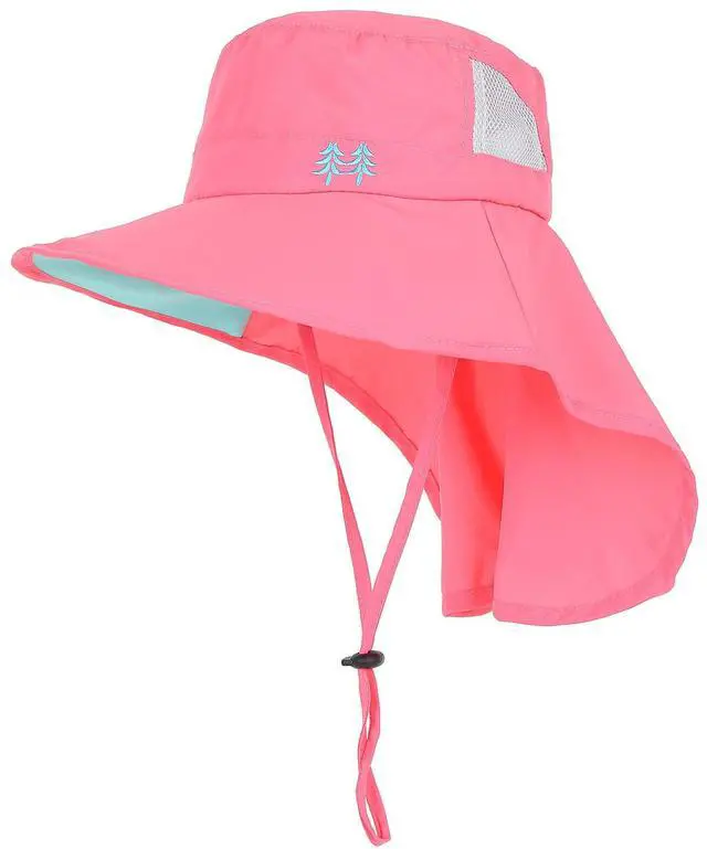 Main image of Aenmt Kids Sun Hats UPF 50+ Sun Protection Hat for Kids with Neck Flap Adjustable Large Brim Beach Fishing Hat for Age 3-12 Red