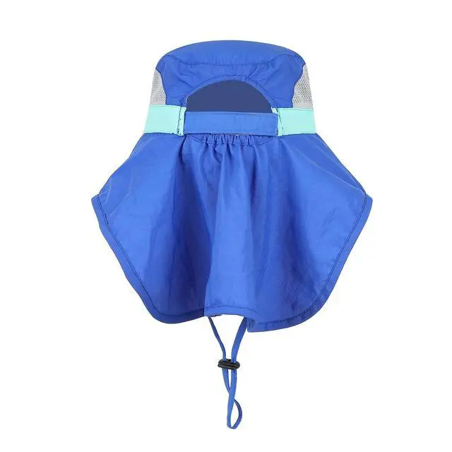 Alt view image 2 of 7 - Aenmt Kids Sun Hats UPF 50+ Sun Protection Hat for Kids with Neck Flap Adjustable Large Brim Beach Fishing Hat for Age 3-12 Blue
