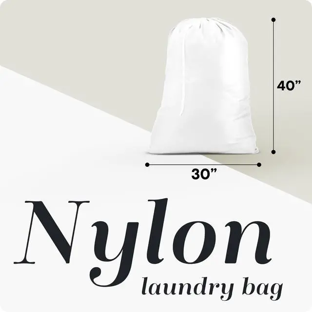 Alt view image 2 of 7 - Extra Large Laundry Bag 30"x40" - Handy Laundry Heavy Duty Nylon, Locking Drawstring, Machine Washable, Holds 3 Loads - Sack, Hamper Liner for Travel, College Dorm, Dirty Clothes - White
