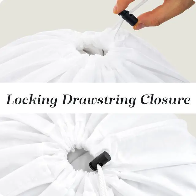 Alt view image 6 of 7 - Extra Large Laundry Bag 30"x40" - Handy Laundry Heavy Duty Nylon, Locking Drawstring, Machine Washable, Holds 3 Loads - Sack, Hamper Liner for Travel, College Dorm, Dirty Clothes - White