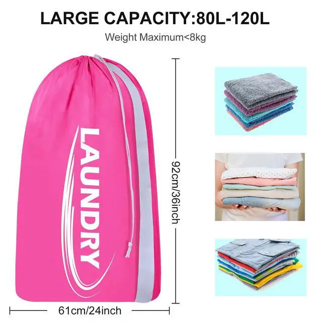 Alt view image 4 of 7 - Sylfairy 2 Pack XL Laundry Bag with Strap,Heavy Duty Travel Laundry Bag,Rip-Stop Dirty Clothes Shoulder Bag with Drawstring,Easy Fit a Laundry Hamper or Basket Travel Essentials