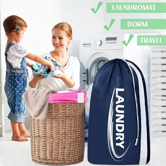 Alt view image 5 of 7 - Sylfairy 2 Pack XL Laundry Bag with Strap,Heavy Duty Travel Laundry Bag,Rip-Stop Dirty Clothes Shoulder Bag with Drawstring,Easy Fit a Laundry Hamper or Basket Travel Essentials